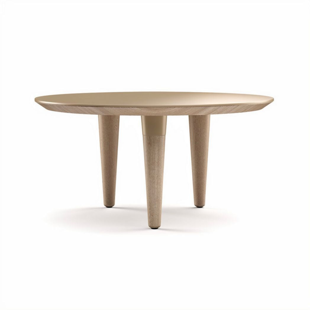 Wooden round coffee table for living room with natural finish 70 x 70 x 40cm