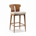 Wooden bar stool with cushioned seat and ergonomic backrest 40 x 40 x 100cm
