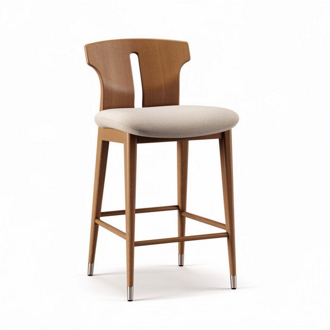 Wooden bar stool with cushioned seat and ergonomic backrest 40 x 40 x 100cm