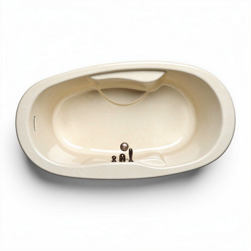 Freestanding oval bathtub with integrated faucet and drain system 150 x 75 x 50cm