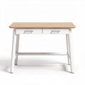 Wooden desk with two drawers for home office 120 x 60 x 75cm white and natural finish