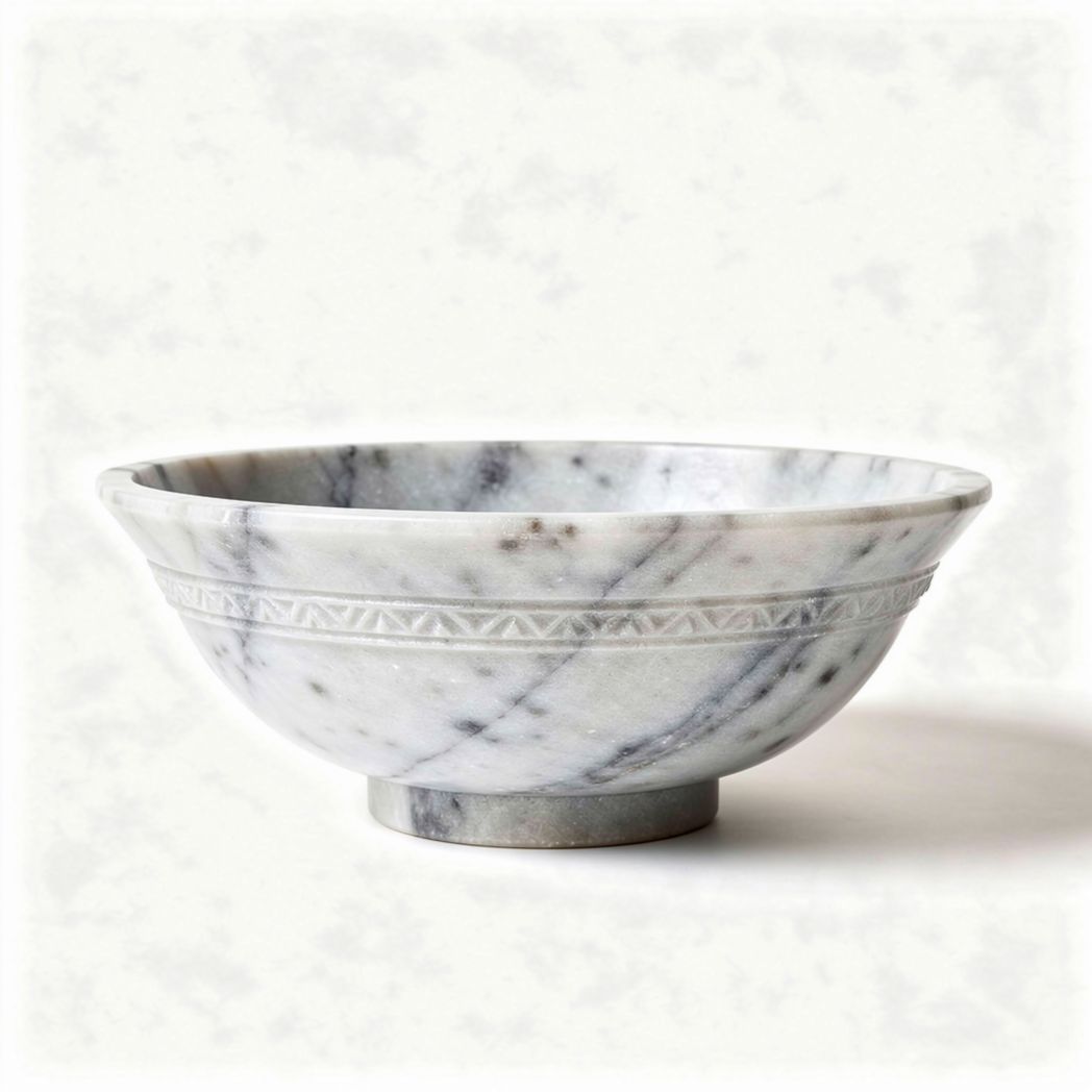 Marble serving bowl with decorative design for tableware use 20 x 20 x 10cm