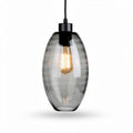 Smoky glass pendant light fixture with black canopy for modern decor