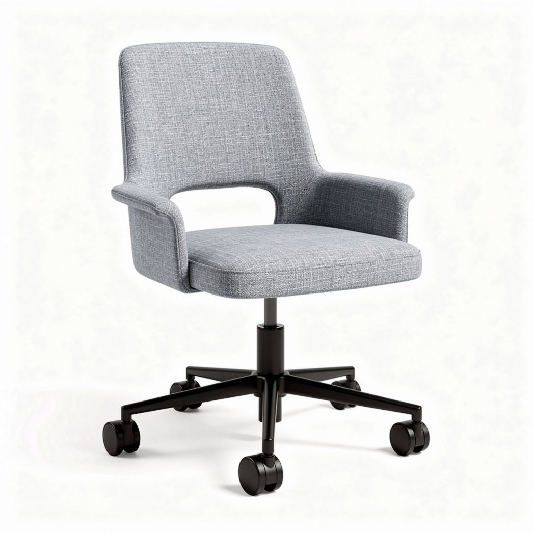 Drafting chair with fabric upholstery on rolling base in gray 50 x 55 x 90cm